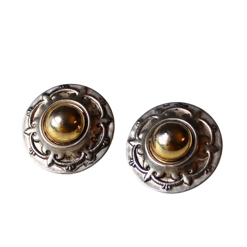 Vintage Artisan Handcrafted Upcycled Silver Earrings Gold Light Rustic Comfy